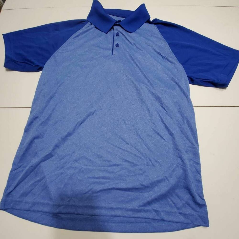 Sport Tek Shirt Men 3XL Polo Blue Color Block Heathered Raglan Sleeve Collar Top